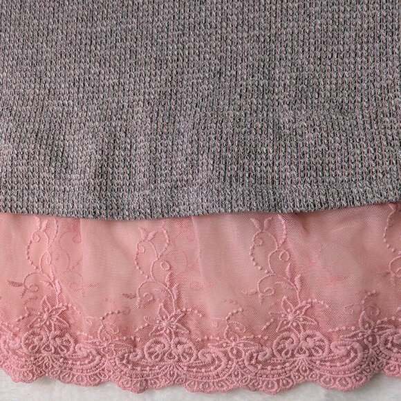 Cato Pullover Sweater Womens Medium Pink Lace Hem Whimsigoth Scoop Neck - Picture 5 of 12